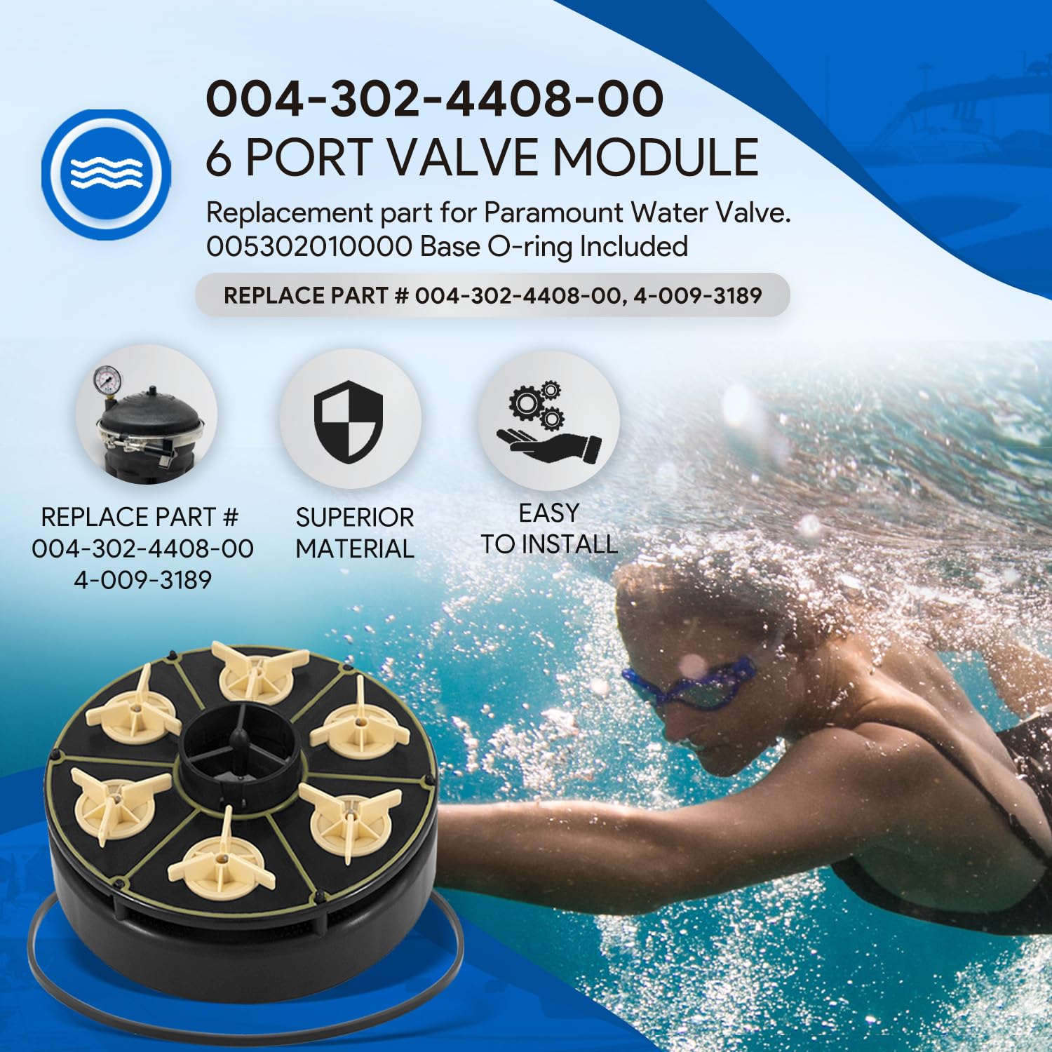 Premium 6 Port Modul Kit Ersatz für Paramount Wasserventil, 004-302-4408-00 Ersatzteil mit Ventilgehäuse Oring, 004302440800, 005302010000