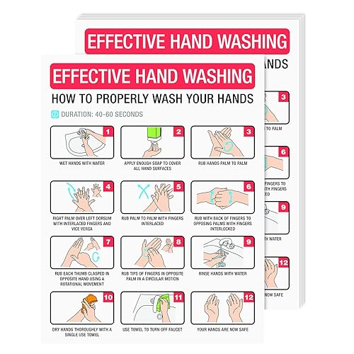 Dynamico Hand Washing Sign, Cardstock, Informative Style, Multicolored, 11 x