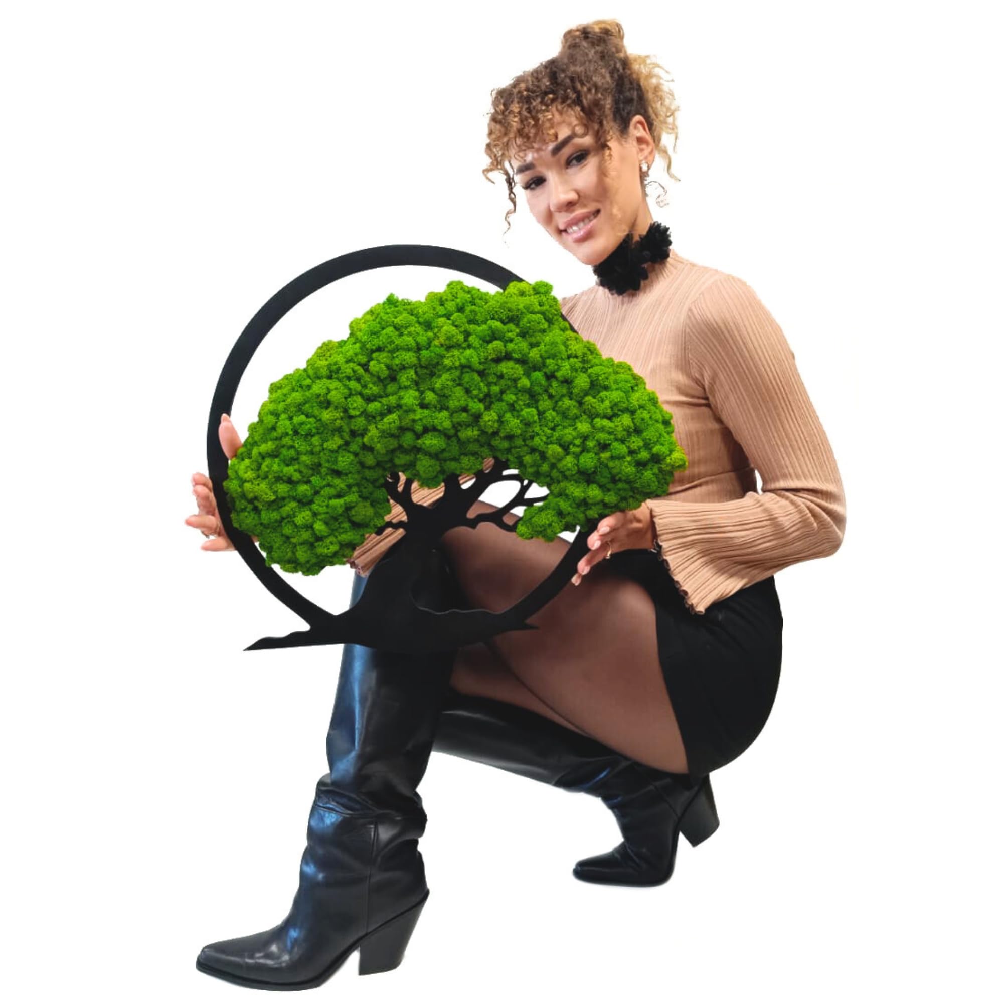 Scandinavian Moss Imágenes de musgo en forma de árbol, hermoso árbol de pared, trae vida a tu vivienda, mural de materias primas naturales y musgo decorativo, 50 cm