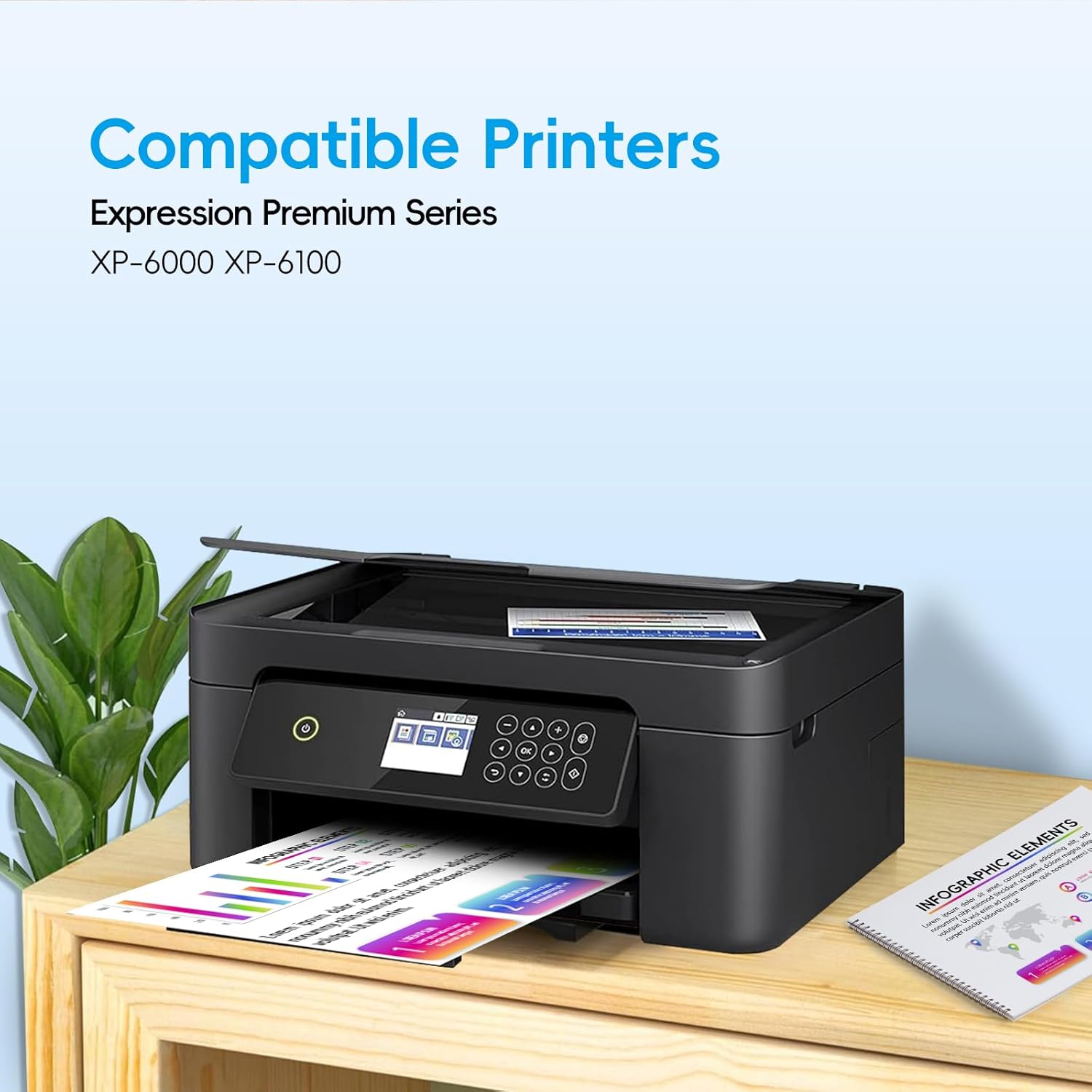 XP-6100 Ink Cartridge Replacement for XP-6000 Ink Cartridge XP6100 Ink Combo Pack Work with Epson Expression XP-6100 XP-6000 XP6000 XP6100 Printer (BK/PBK/C/M/Y, 5-Pack)