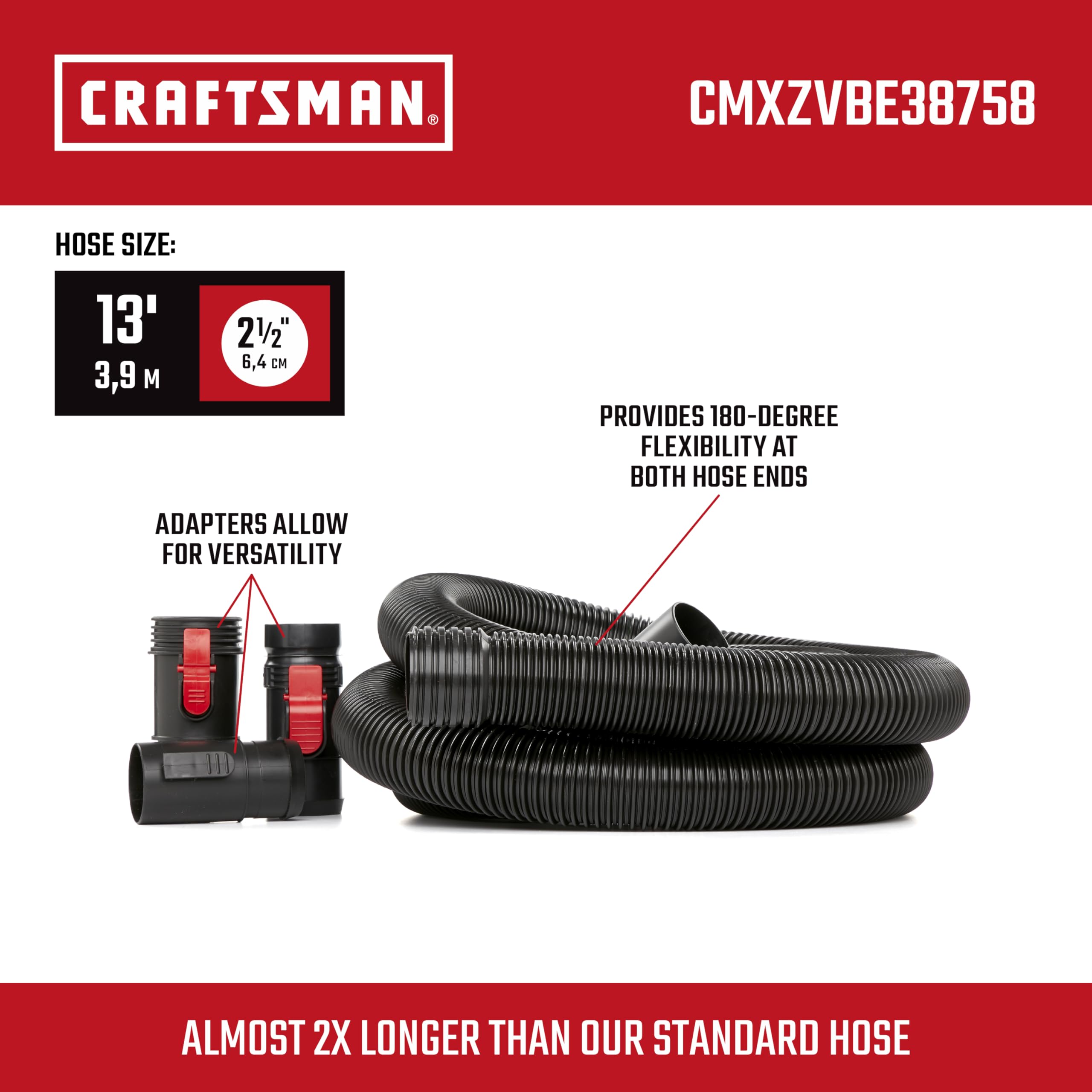 CRAFTSMAN CMXZVBE38758 2-1/2 in. x 13 ft. POS-I-LOCK Wet/Dry