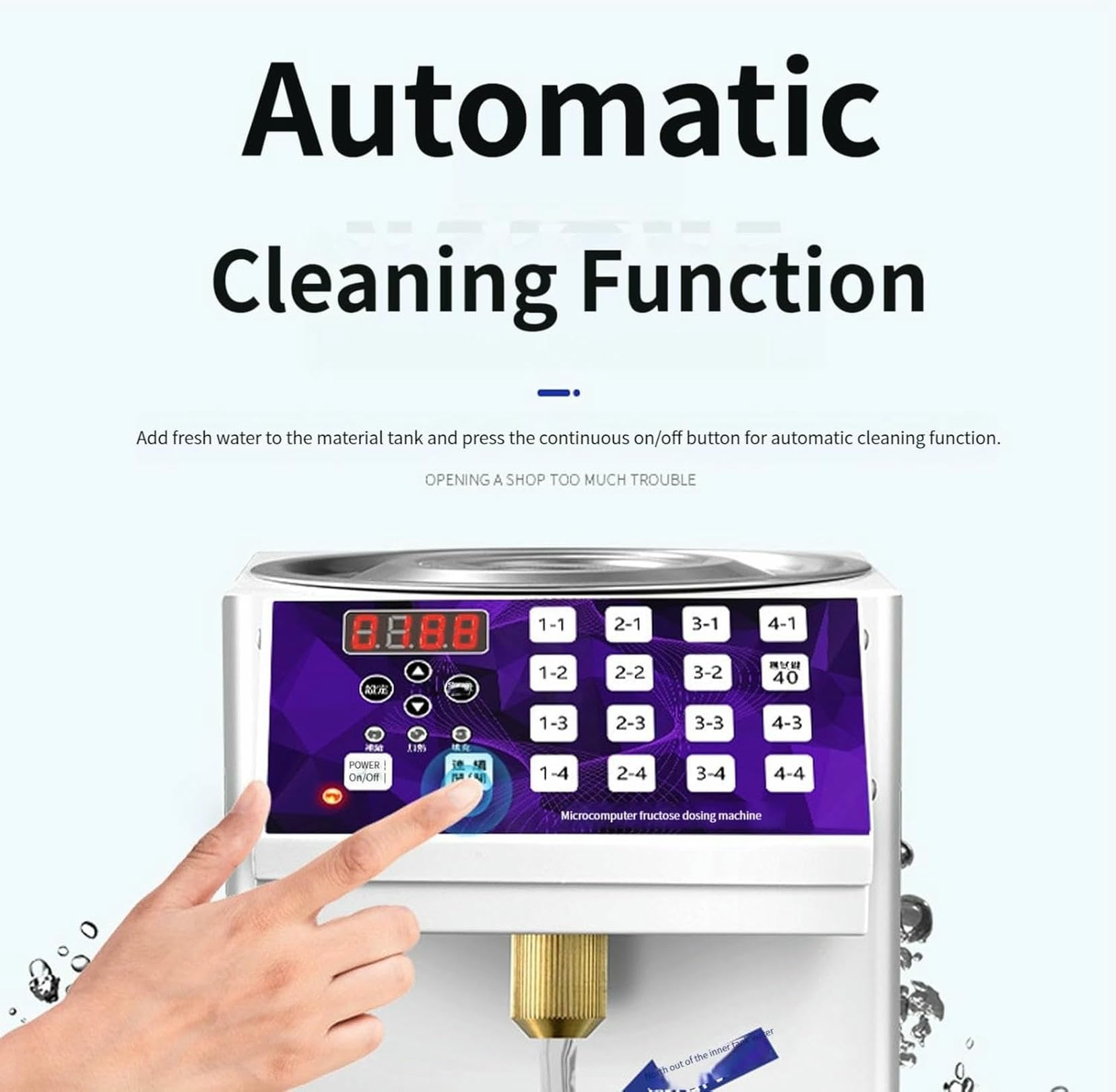 Dispensador de fructosa de 8,5 L, dispensador de jarabe de azúcar de acero inoxidable para hogares y tiendas de hielo, control cuantitativo automático de porciones de jarabe