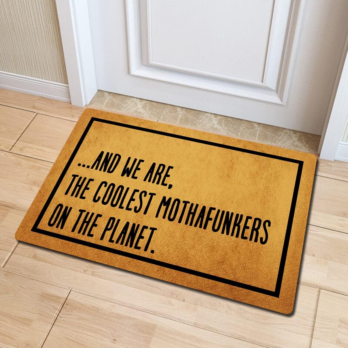 Funny Welcome Personalized Rugs We Are the Coolest Mothafunkers On the Planet (23.6 X 15.7 in) Colorful Top With Anti-Slip Rubber Back Doormats Gift Rugs For The Entrance Way Indoor Front Porch Decor