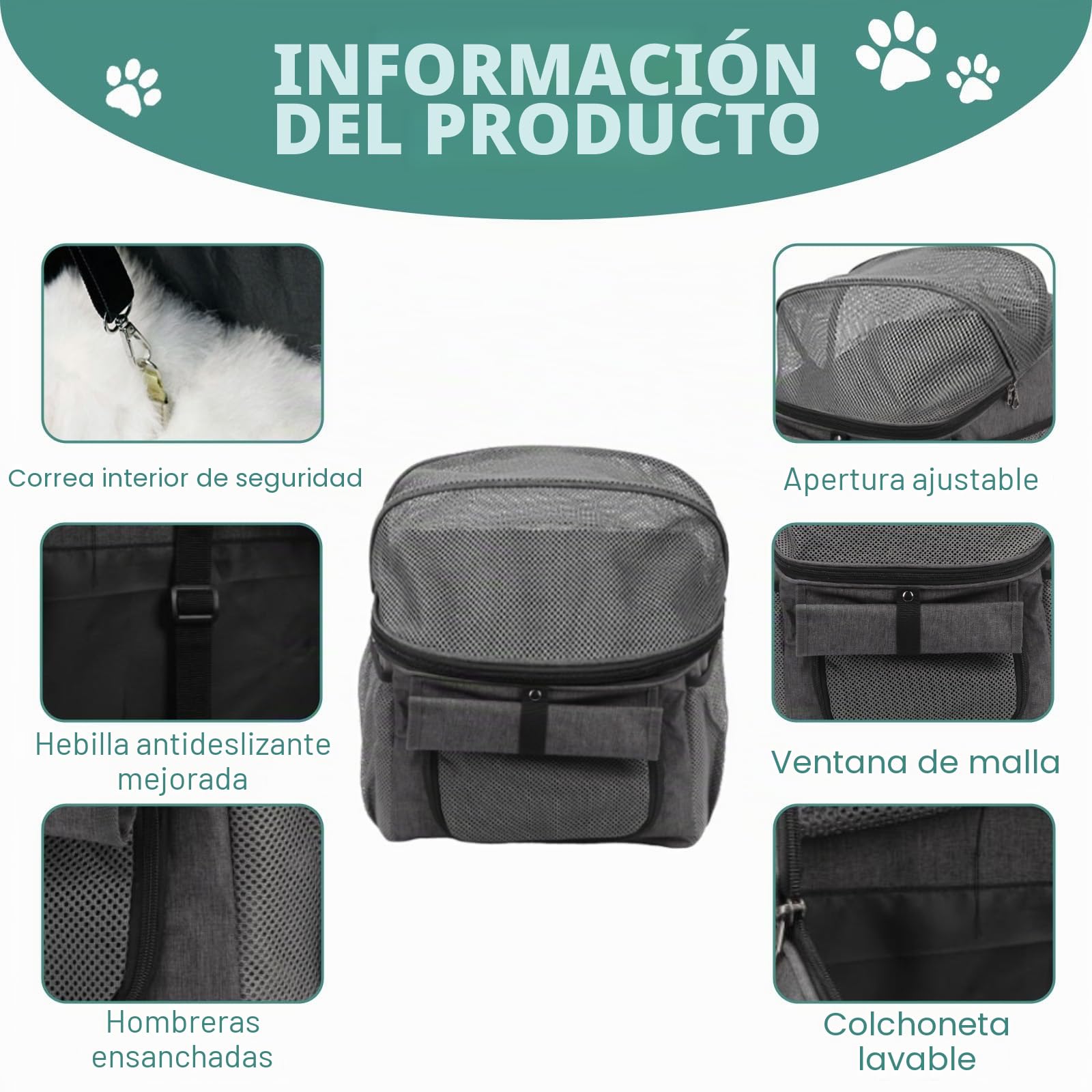 Cesta de bicicleta para mascotas con adaptador de manillar, cesta frontal plegable, bolsa de mochila para gato y perro con correa