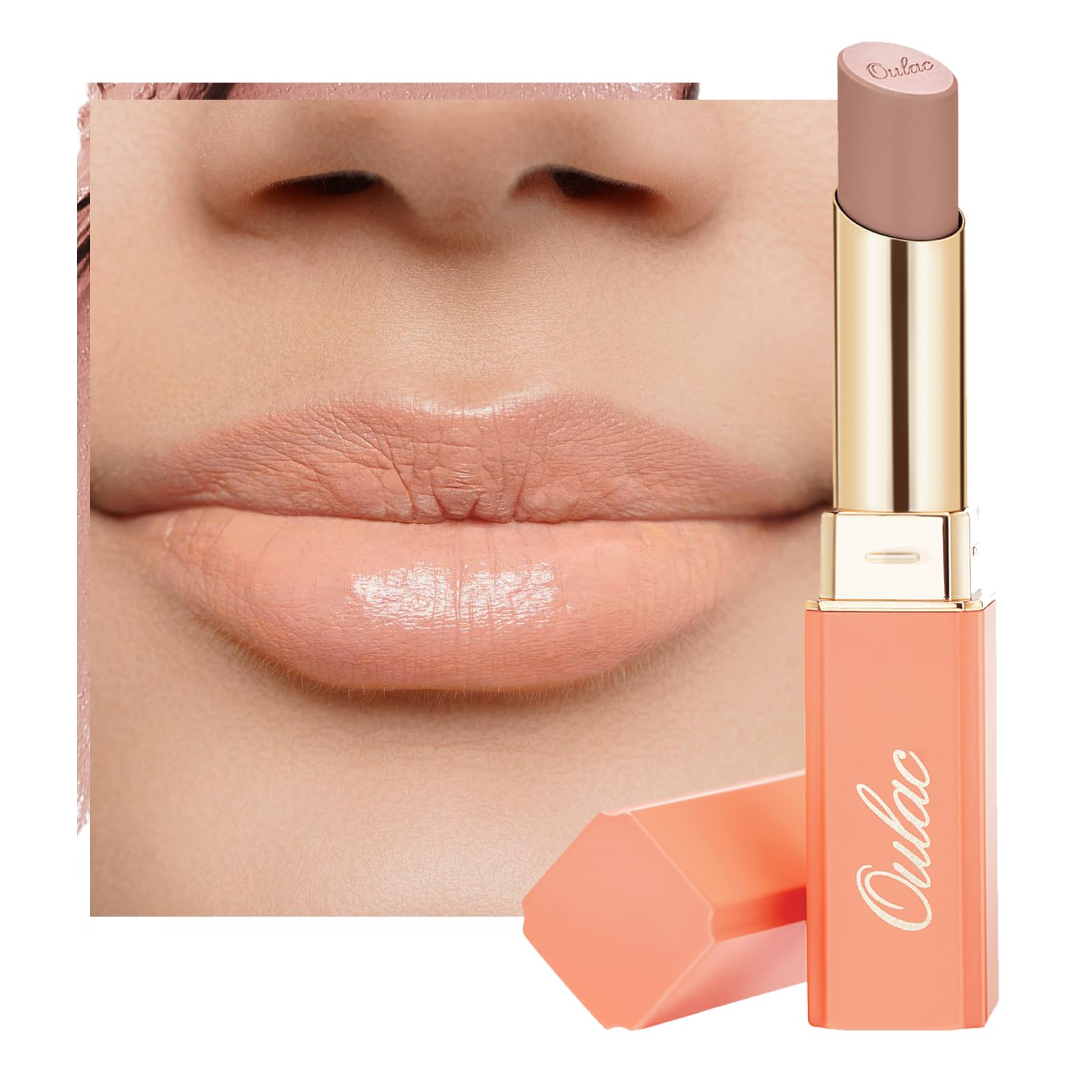 Oulac Nude Lipsticks for Women, Peach Matte Lip Stick, Full Coverage Lip Color, Satin Matte Finish, Cream Texture, Hydrating, Infused with Hyaluronic Acid, Vegan & Clean Beauty 4g SG02 Bodylicious