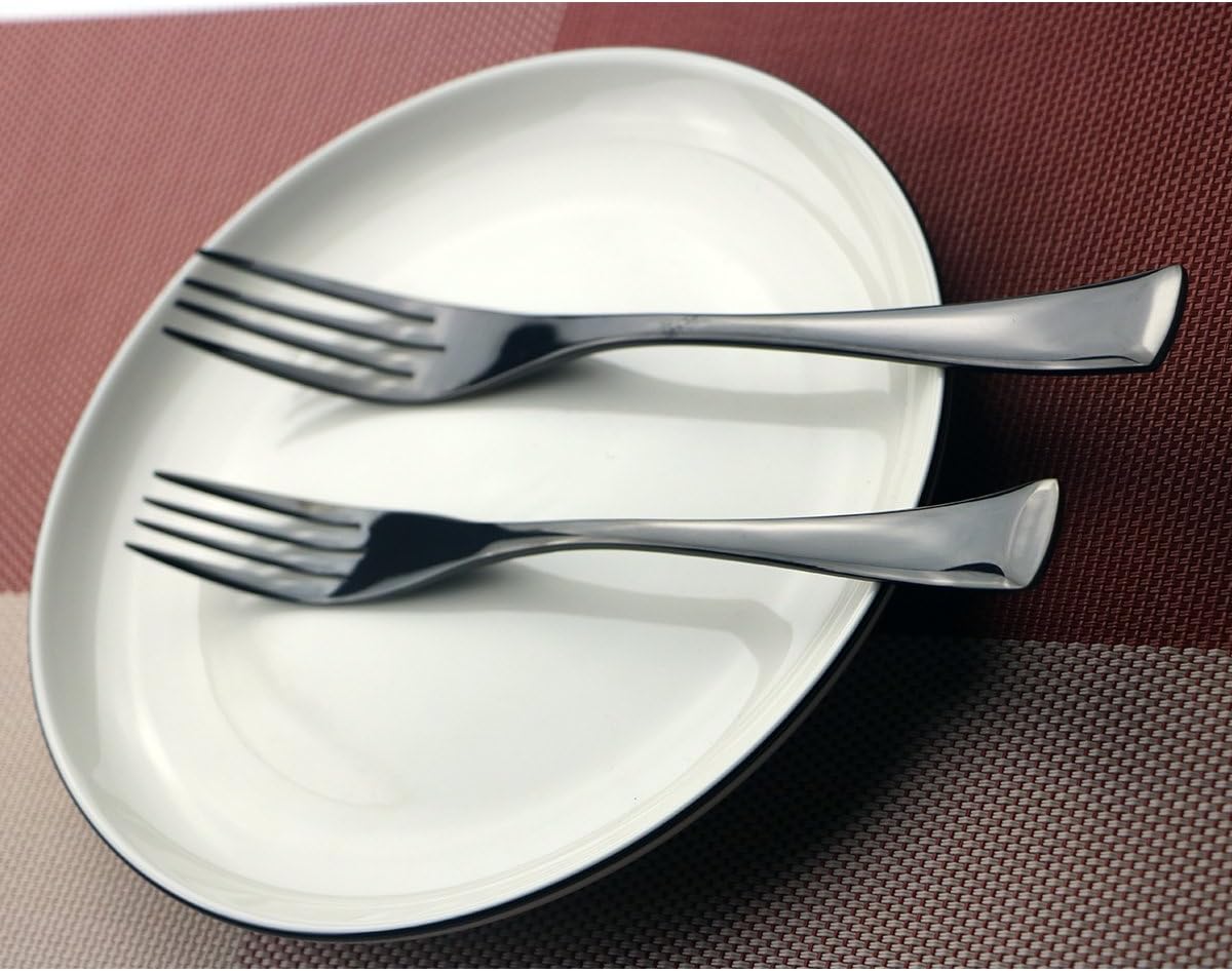 Cutlery Set 18/10 Stainless Steel Flatware Set Kitchen Silverware Tableware Dinnerware Utensil Set Steak Knife,Mirror Polished Black,20-Piece Set, Service for 4