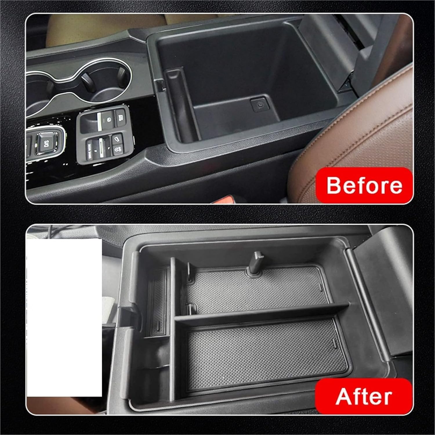 Car Glove Box Organizer Fit for Honda 23-24 Pilot Modified Central Control Armrest Storage Box Durable(White)