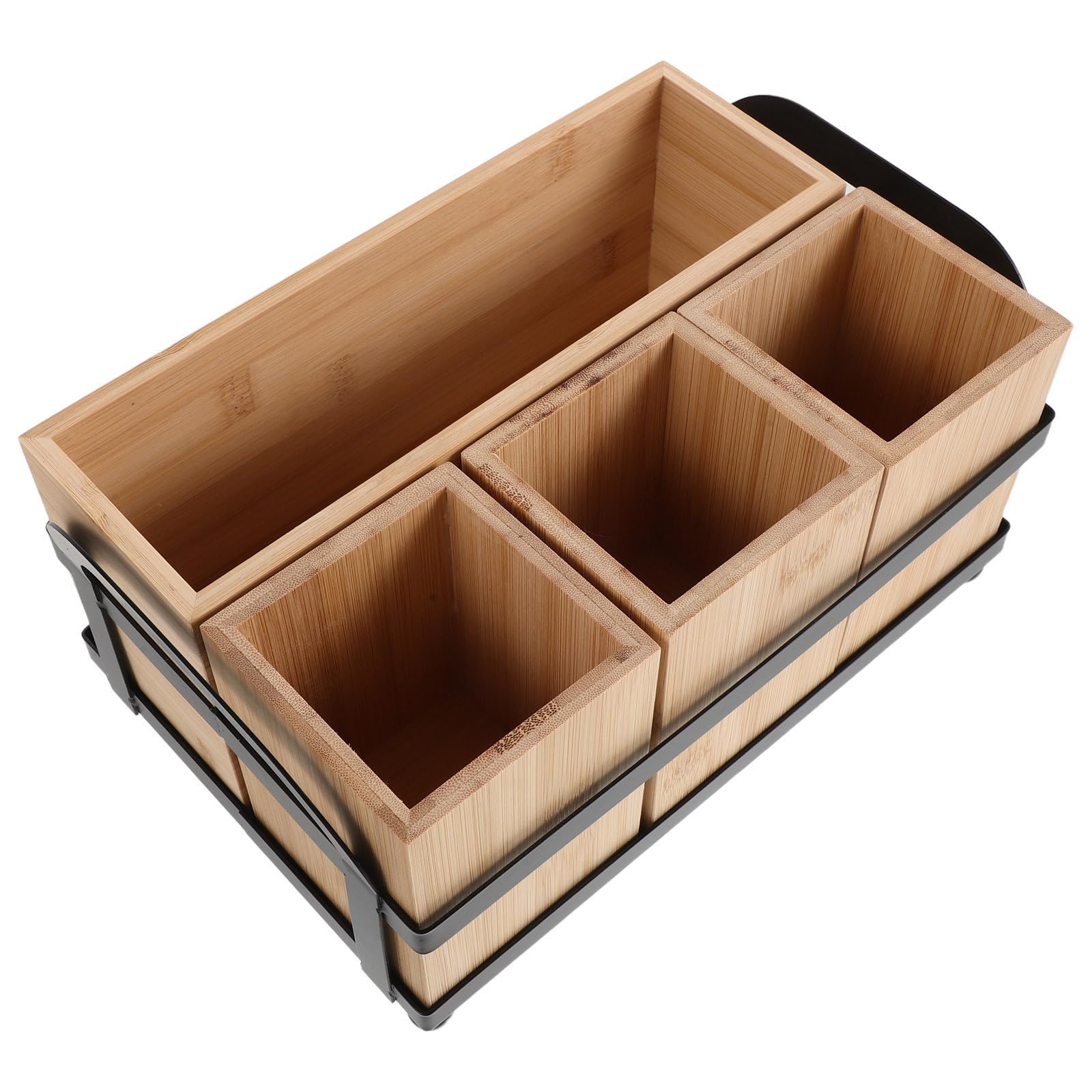 Ciieeo Dispensador de Platos de Papel de Madera con 4 Compartimentos