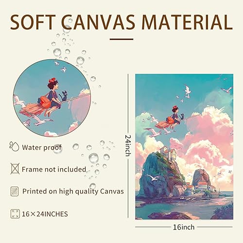 Miniatura 2 de Thunwid Póster de Howls Moving Castle Studio Ghibli, póster de lienzo estético de anime para decoración de pared, imagen impresa para decoración de