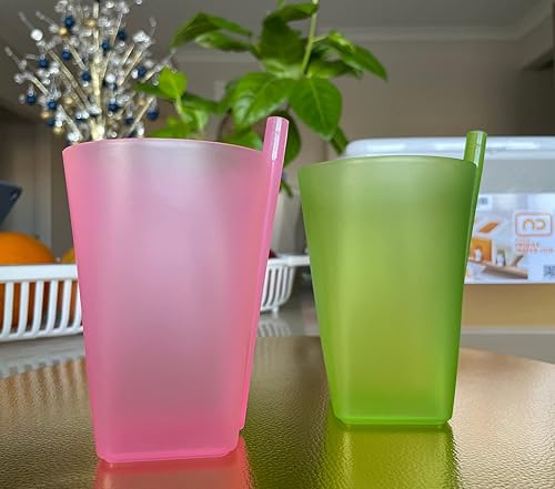 Miniatura 3 de NDBOX Vasos infantiles con popote y cepillo de limpieza para agua, fruta, jugo de manzana, leche, vasos irrompibles para niños activos, aptos para