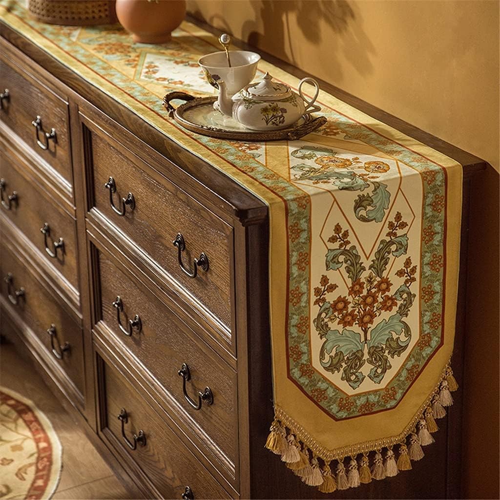 JSEIAJB French Table Runner Pastoral Table Cloth American Long Coffee Table Table Bed Tail Flag Decoration Cloth(D,30x200cm)