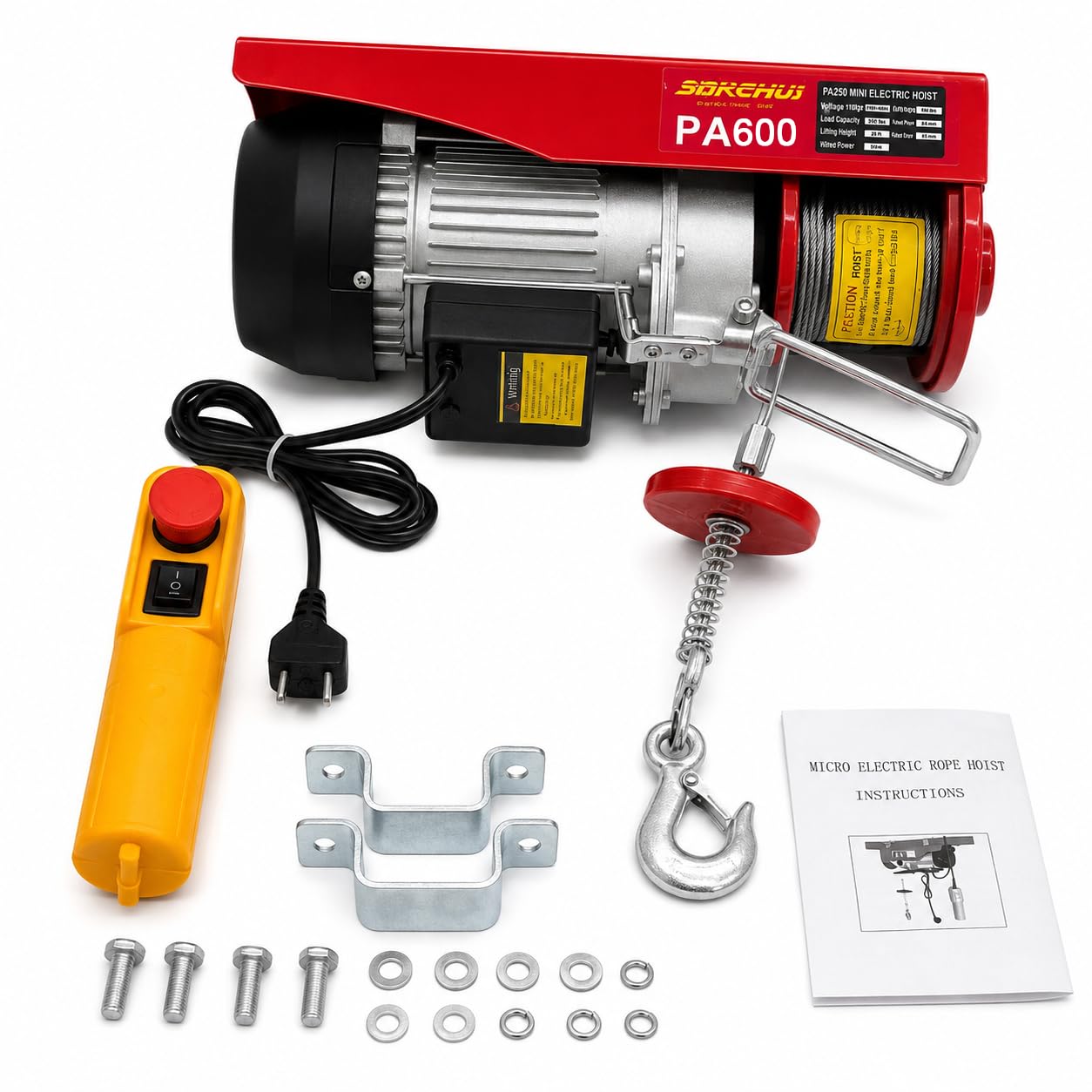 220V Paranco elettrico per argano con paranco a fune da 600 kg/1320 lbs
