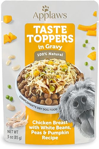 Miniatura 1 de Applaws Taste Toppers - Decoración de comida para perros, paquete de 12 unidades, ingredientes naturales limitados para perros, pollo con guisantes