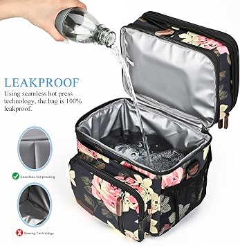 MIYCOO Lunch Bag Lunch Box for Women Men Double Deck Insulated Cooler Bag & 2PC Ice Packs for Lunch Boxes
