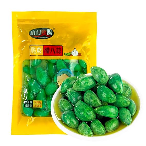 ,Laba Garlic, Jade Garlic, Fresh Green Garlic Pickled Vegetable, Pickled with Vinegar, Pickled Garlic, Shandong Special(260g/bag)