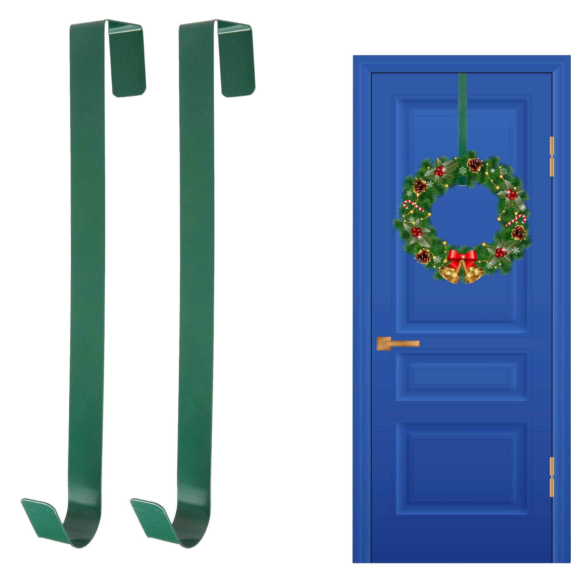 SHATCHI 2Pcs Christmas Wreath Door Hanger – 38cm Metal Front Door Wreath Holder Over Door Hook for Christmas Home Office Wall Wedding Hanging Decorations Wreaths