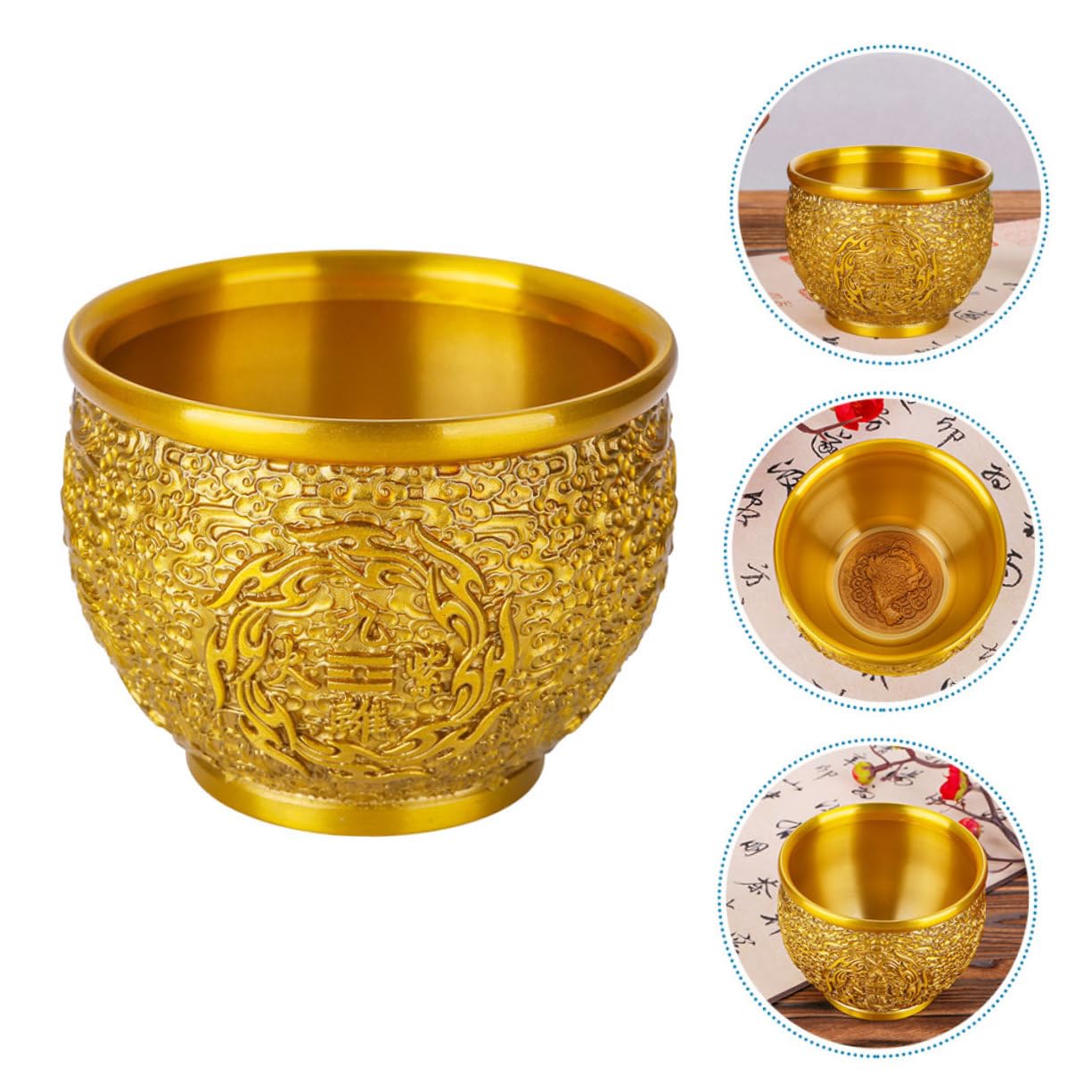 Ciotola Cinese in Ottone Decorazione per Ciotola Elemento Decorativo per Casa Ufficio Contenitore per Oggetti di Valore Regalo