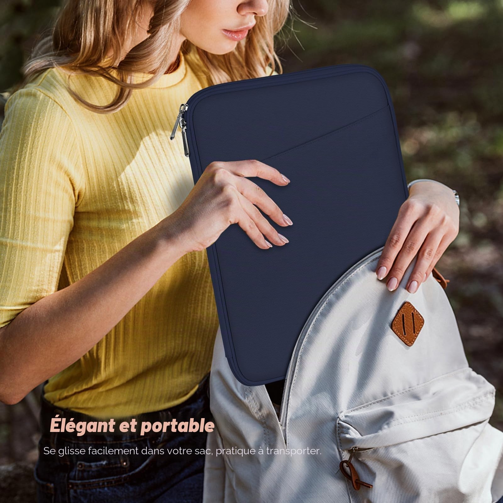 MoKo 13 Pouces Sacoche pour Tablette avec Poche | Housse de transport pour tablette compatible avec iPad Air M4, iPad Pro M5, Mac Neo (A18 Pro), Indigo