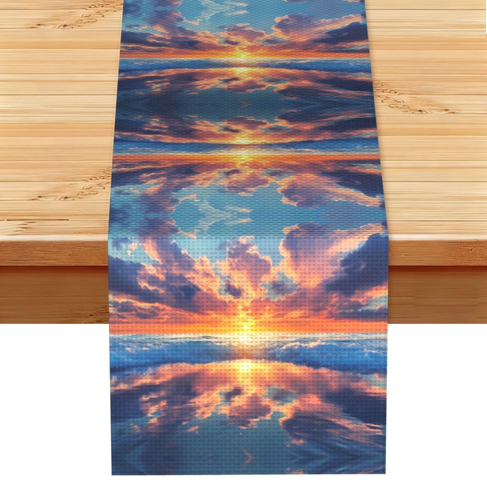 Sunset on the sea Linen Feel Table Runner Wedding Party Home Decoration