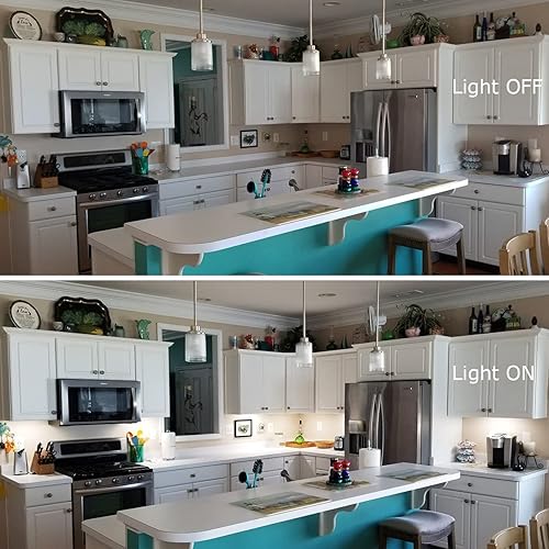Miniatura 9 de Litever Kit de luces para debajo del gabinete, regulables por pared, regulador de corriente alterna, complemento, barras de luz LED de 12 pulgadas,