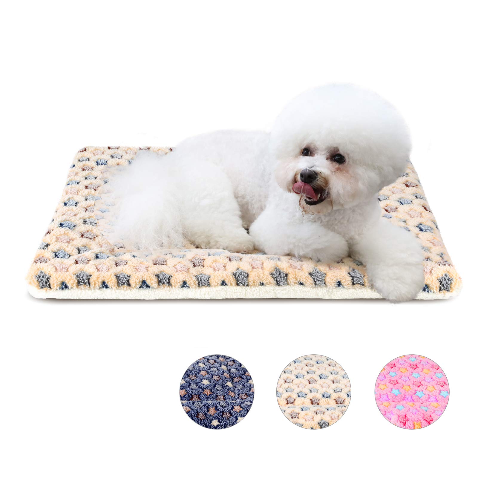 MORA PETS Dog Bed Mat for Smal Medium Large Dogs and Cats 22 inch Washable Dog Crate Mattress Soft Warm Flat Pet Cushion Bedding Puppy Pillow Blanket Reversible 53x31cm Brown
