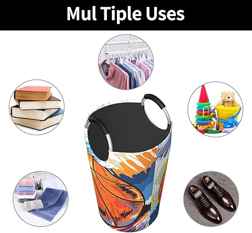 Miniatura 8 de Cesta de lavandería con asas, plegable, duradera, para almacenamiento de ropa sucia, organizador de lavandería, acuarela, graffiti, baloncesto