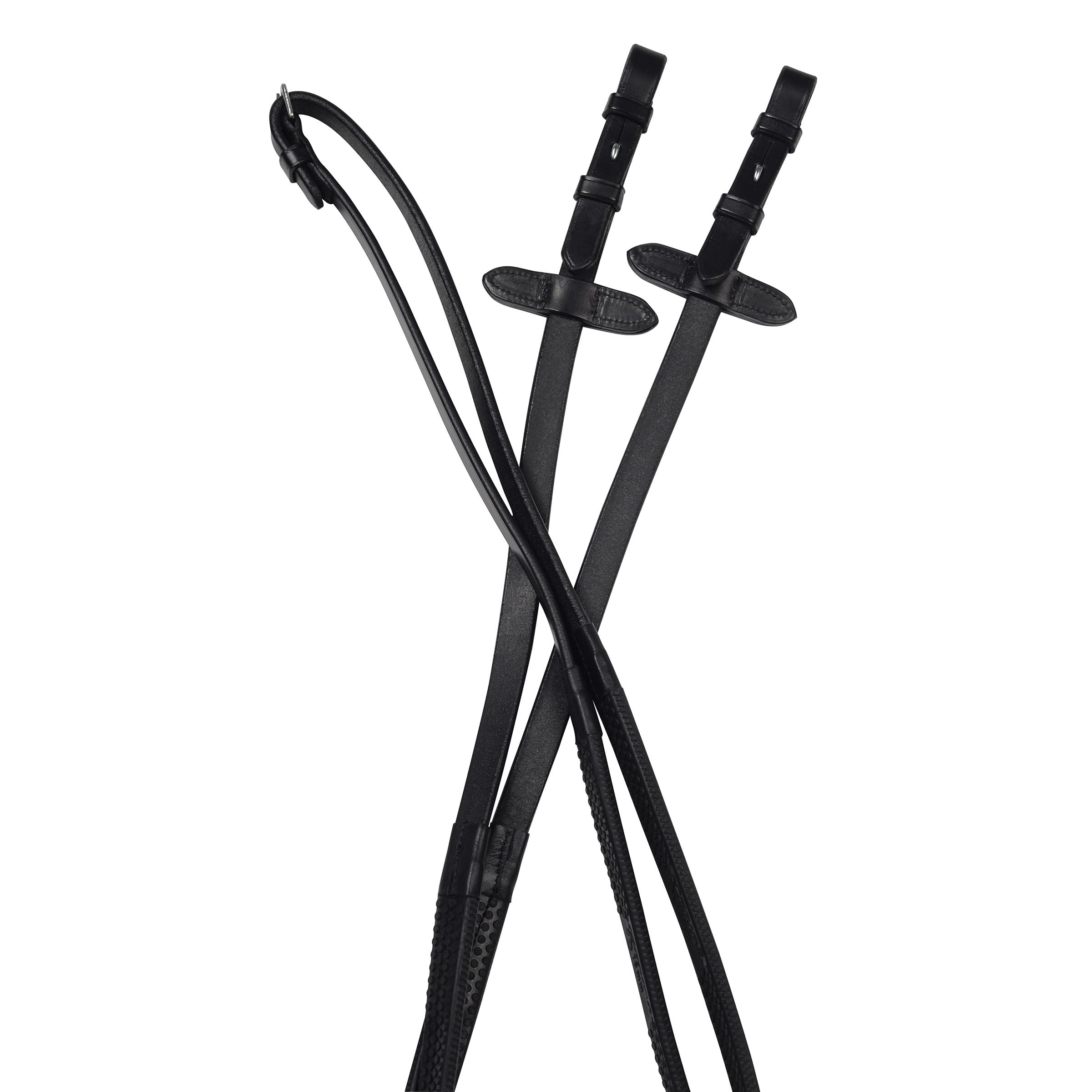 Collegiate Flexi Grip Reins IV, Black, 5/8"x48"