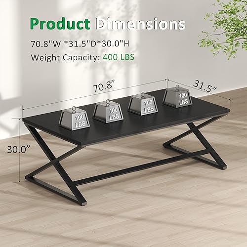 Miniatura 2 de IBF Escritorio grande para computadora negro, escritorio de escritura de 70.8 pulgadas de largo para oficina en casa, escritorio de estudio Roble