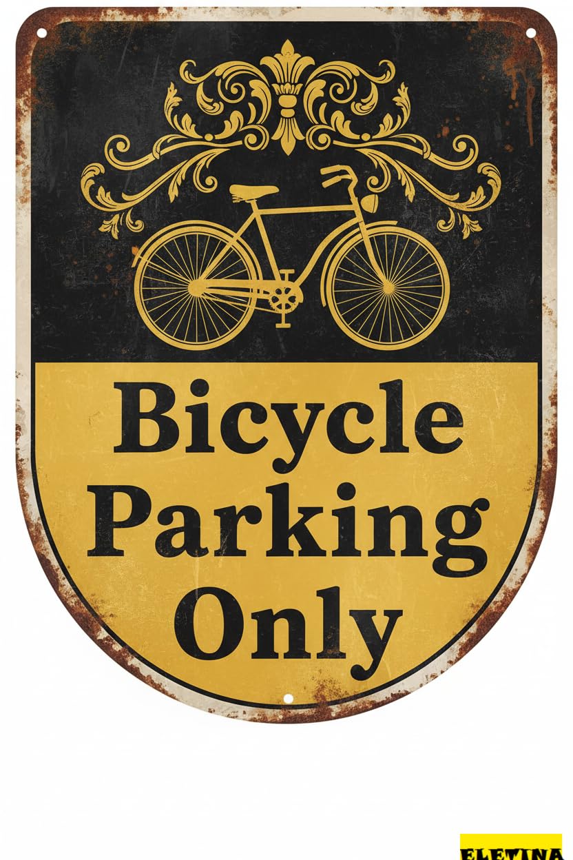Bicycle Parking Only Metal Vintage Street Caution Sign Yard Road Street Gate Fence Decor 8x12in