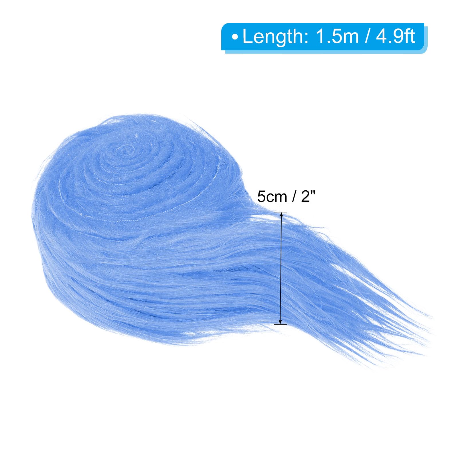 PATIKIL 4.9ft x 2 in Faux Fur Fabric Roll, Plush Precut Strips for DIY Craft Christmas Decoration Cosplay Costume, Sky Blue - Image 2