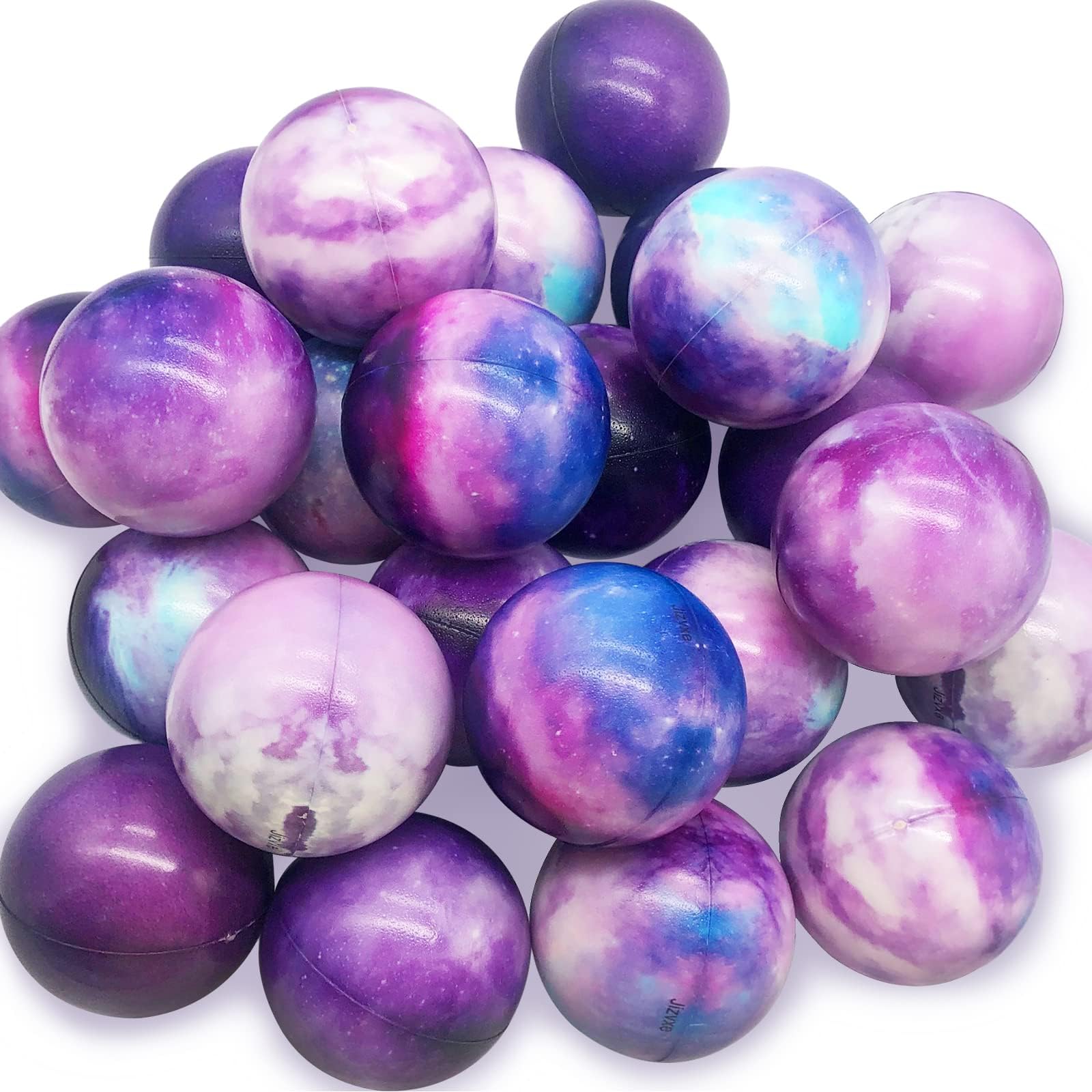 24 Pcs Galaxy Stress Balls,2.5 Inch Squeeze Anxiety Fidget Sensory Balls for Kids,Outer Space Theme Foam Stress Balls,Bulk Stress Relief Balls for Adults,Finger Exercise,Party Favors