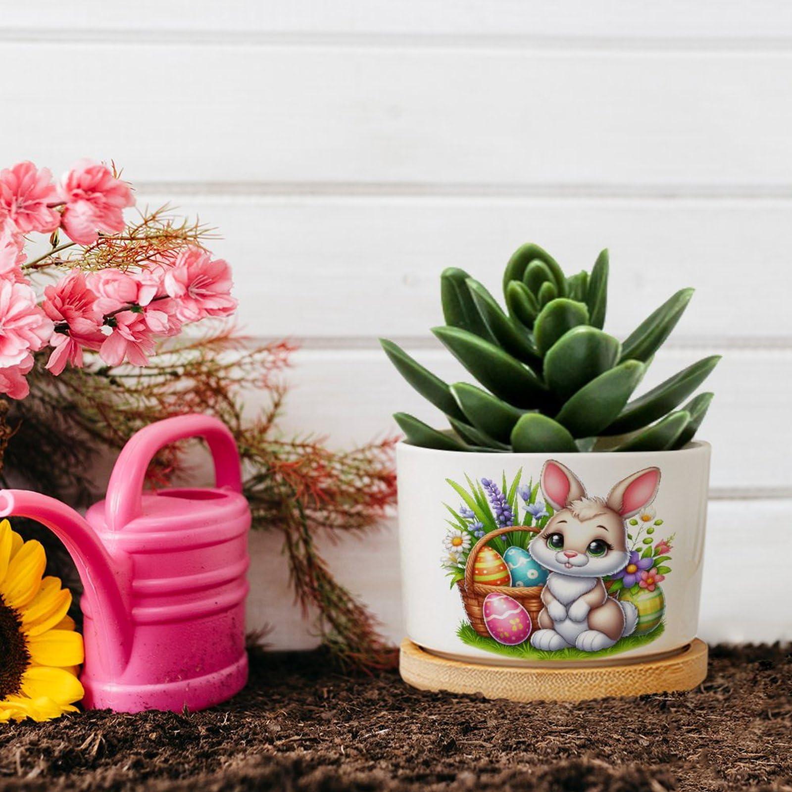 Amazon.com: DreamAutumn Easter Bunny Rabbit Planter Ceramic Round