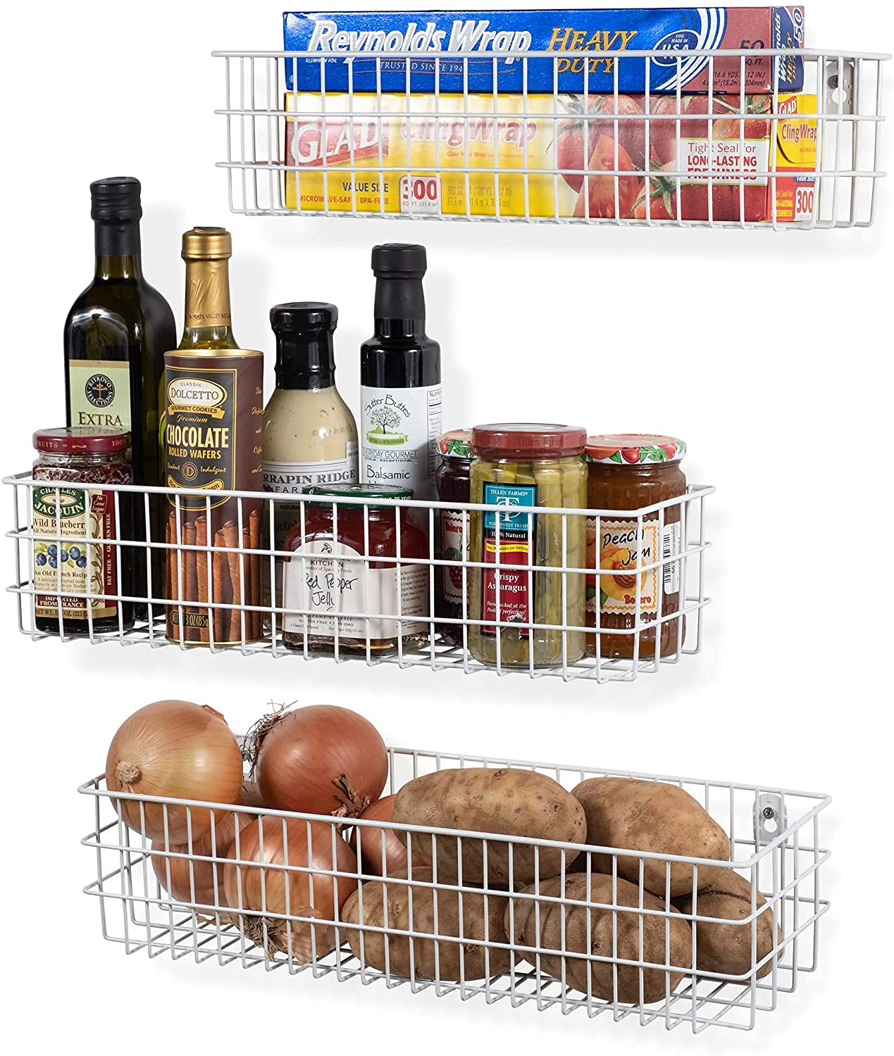 SHIOK DECOR 3 Tier Fruit Basket for Kitchen Countertop Metal Wire Fruit Bowl Holder Triple Layer Detachable Fruit Storage Tray Rack Stand for Storing Veggies Bread Snacks, Black