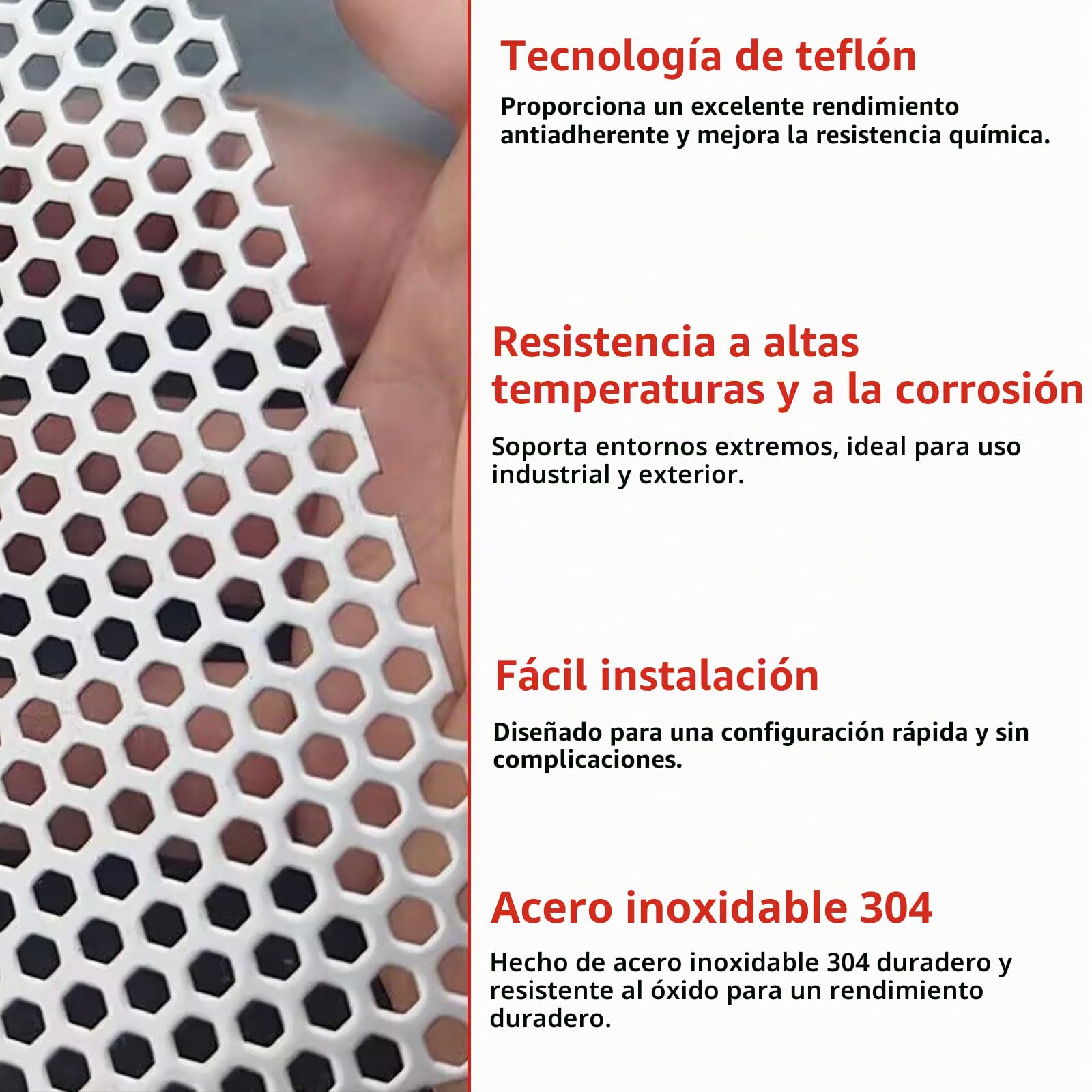 COYOUCO Chapa Perforada Acero Inoxidable 304 Hexagonal | Malla Metálica Decorativa | Panel para Rejilla Ventilación, Filtro, Muebles, Bricolaje & Exterior,Thick 1mm,50x50cm Dia 10mm