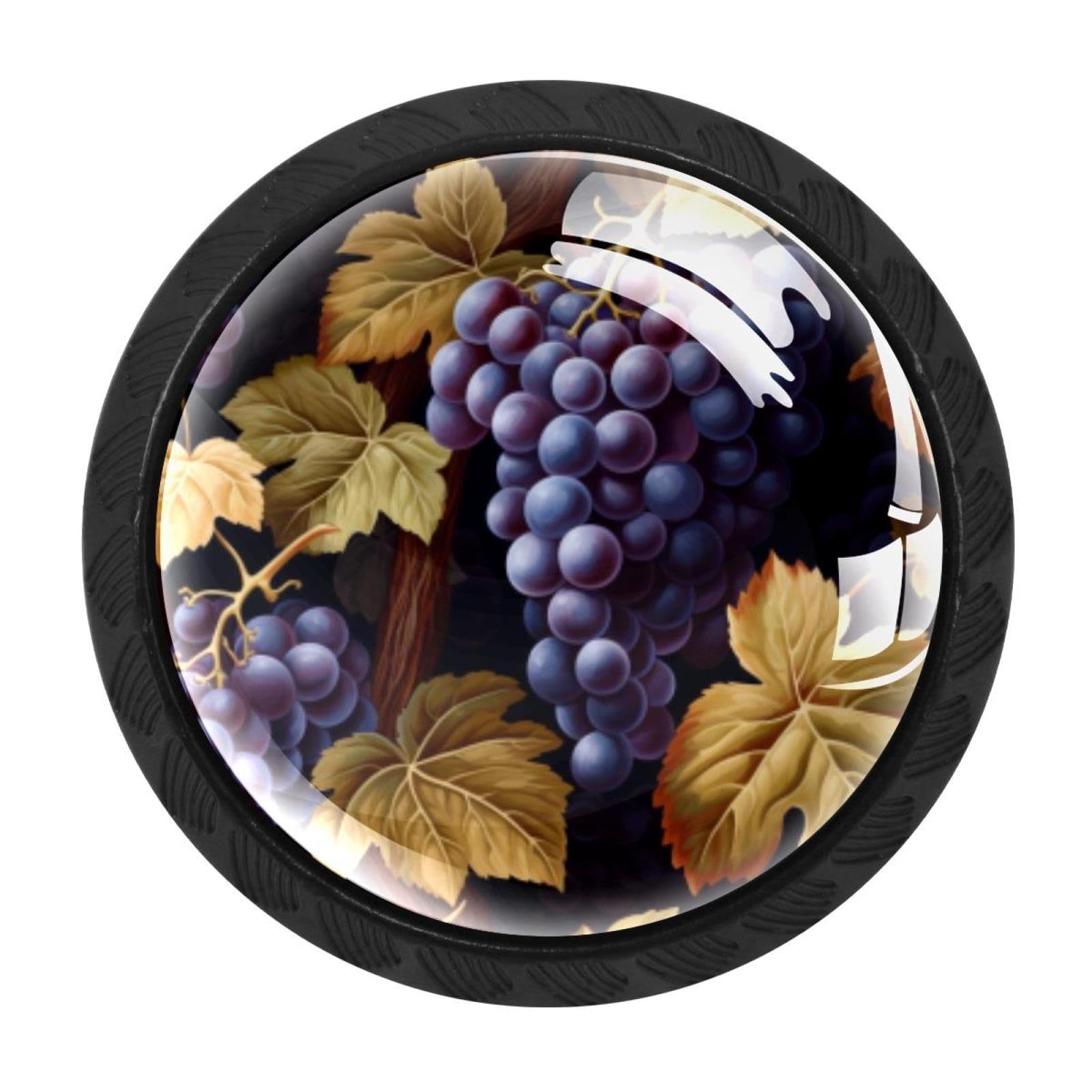 CHENZZZZ 4 Pieces Thanksgiving Grape Kitchen Cabinet Knobs Drawer Knobs Dresser Knobs Black Knobs Drawer Pulls Dresser Drawer Handles Knobs for Dresser Drawers