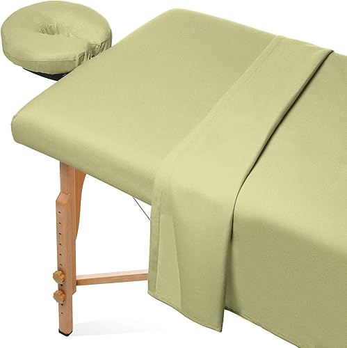 Saloniture Juego de sábanas de franela de 3 piezas para mesa de masaje, funda de cama facial de algodón suave, incluye sábanas planas y ajustables