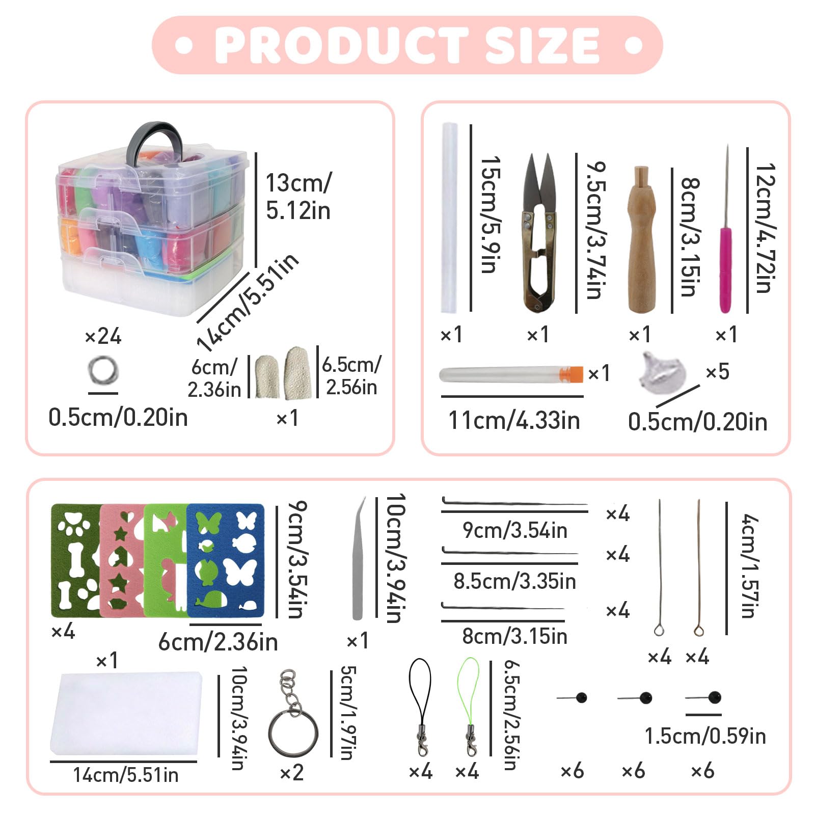 BDHYYM Set di 36 Lana Feltro Gomitoli Colorati Soffice Kit Feltro di Lana Fai da Te con Ago lana Cardata Adatto per Lavoretti Creativi Fai da Te, con Kit di Attrezzi