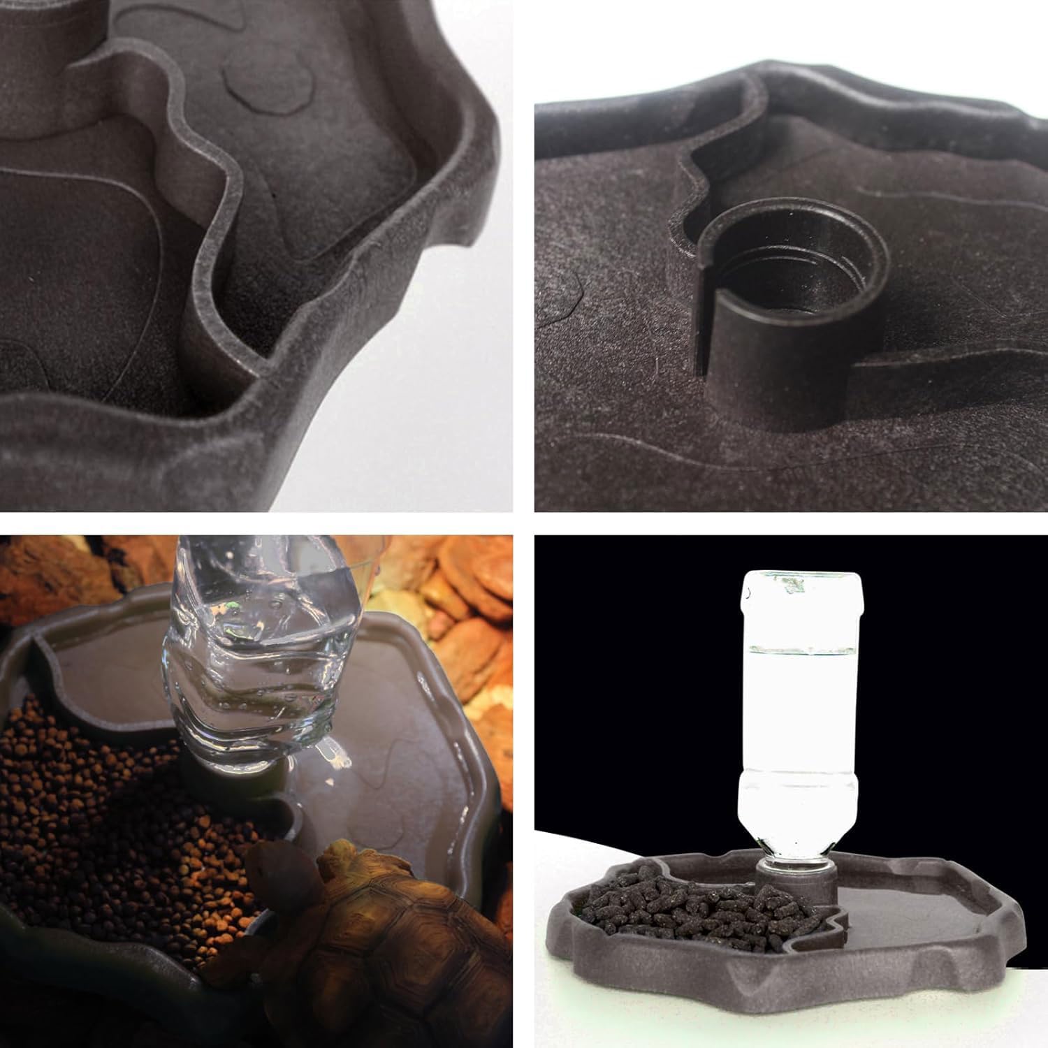 JOYOLA Bol à Eau pour Reptile, Distributeur d'eau pour Reptile Bol d'eau de Nourriture pour Reptiles Bol Reptiles 2 en 1 de Nnourriture Mangeoire Gamelle Tortue pour Tortues, Hamsters