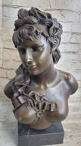 Vista 2 de EUROPEAN BRONZE Estatua de busto de bronce desnudo femenino victoriano europeo americano escultura mujer niña obra de arte brillante regalo