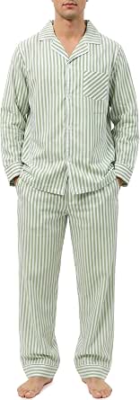 U2SKIIN Men's Cotton Pajamas Set Striped Matching Pajamas for Couples