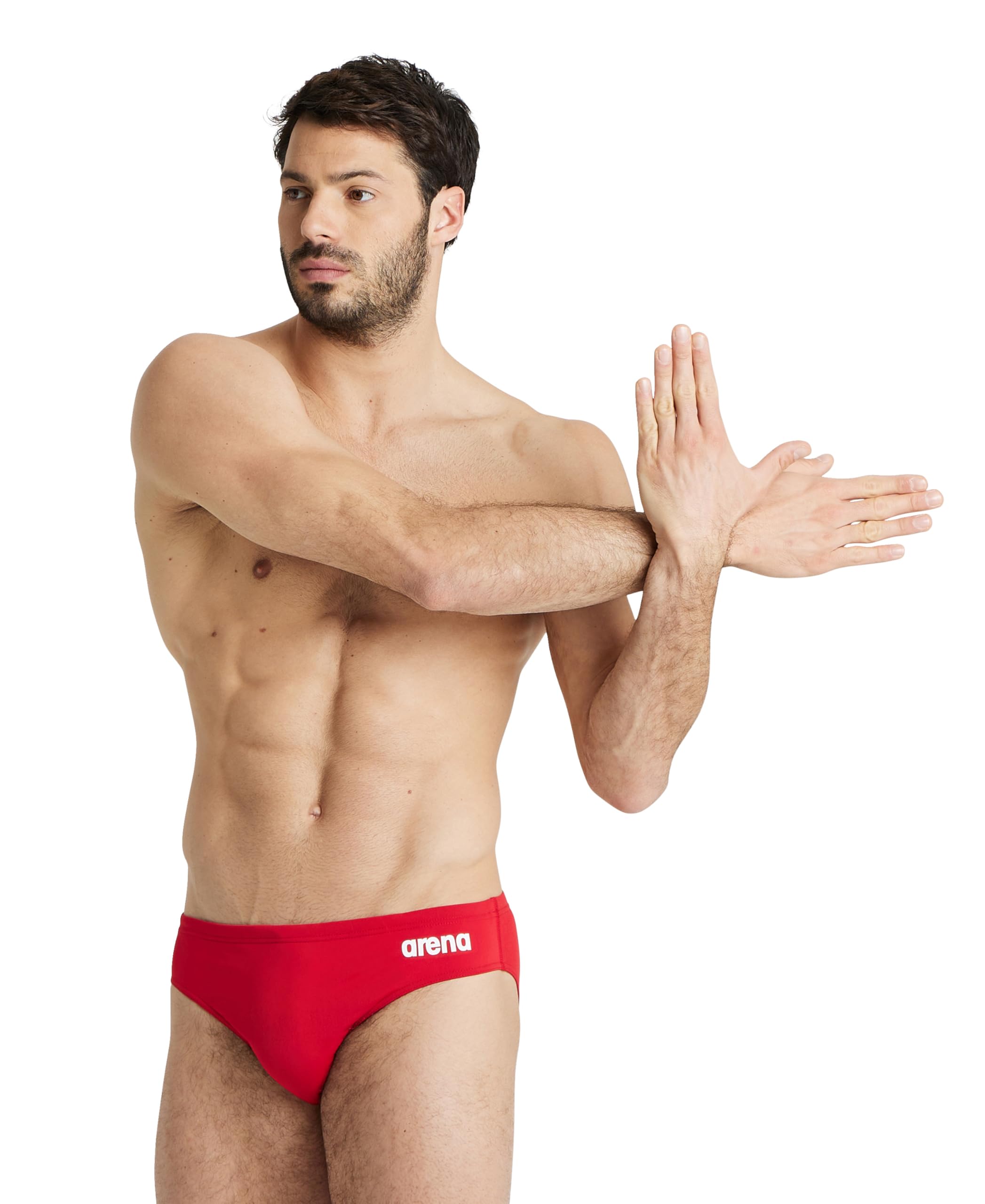 ARENA Men's Performance Solid Team Swim Briefs Red/White