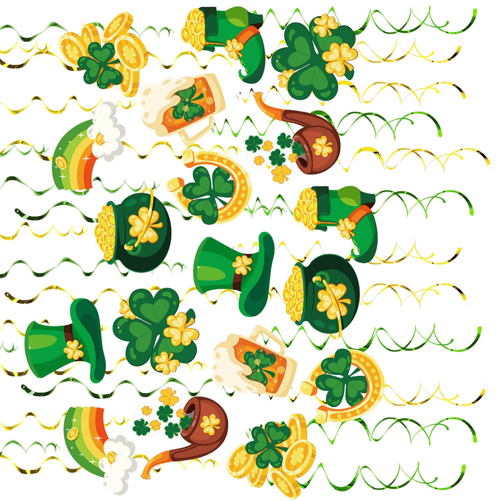 Kalttoy Sturdy Paper PVC Spirals Hanging Decors for Patrick ' s Celebration Easy Install Bright Color Holiday Decors