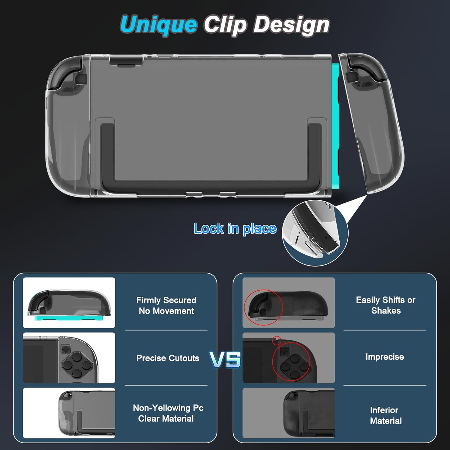 Clear Protective Case for Nintendo Switch 2 Case Dockable, PC Slim Hard Shell for Switch 2 Accessories, Scratch & Shock Protection Cover for Joycon 2 with Screen Protector and 8 Thumb Grip - Image 5