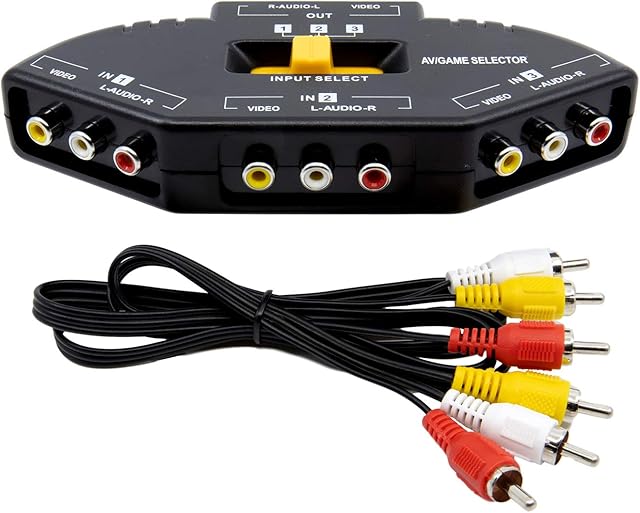 DIGIFLEX 3 Port AV Audio RCA Phono Selector Switch Connect Xbox, PS2, DVD