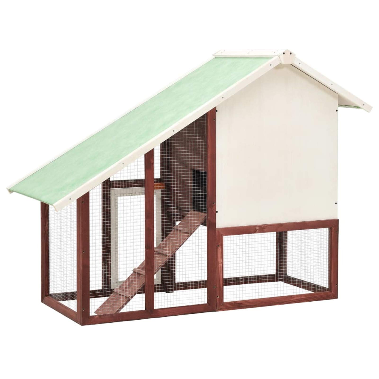 Conejera, Jaula Cobaya, Jaulas para Conejos, Jaula Hamster, Casa Conejo, Casita Conejo, Nido Conejo, de Madera Maciza de Abeto Moca y Blanco 140x63x120 cm
