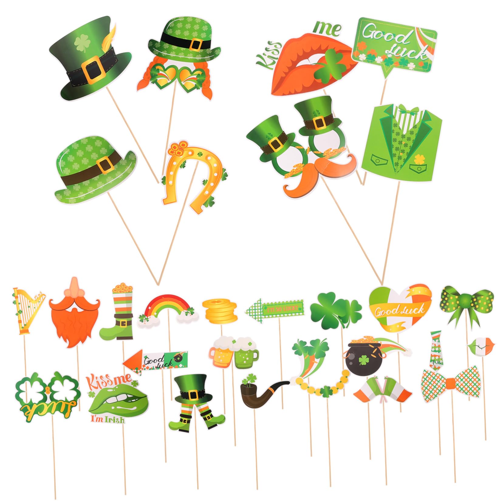 MAGICLULU 5 Sets Foto Requisiten Dekoration Für Den Stand Party Fotografie Zubehör St Patrick's Day DIY Requisite DIY Foto Requisite St Patrick's Day Selfie Foto Requisite