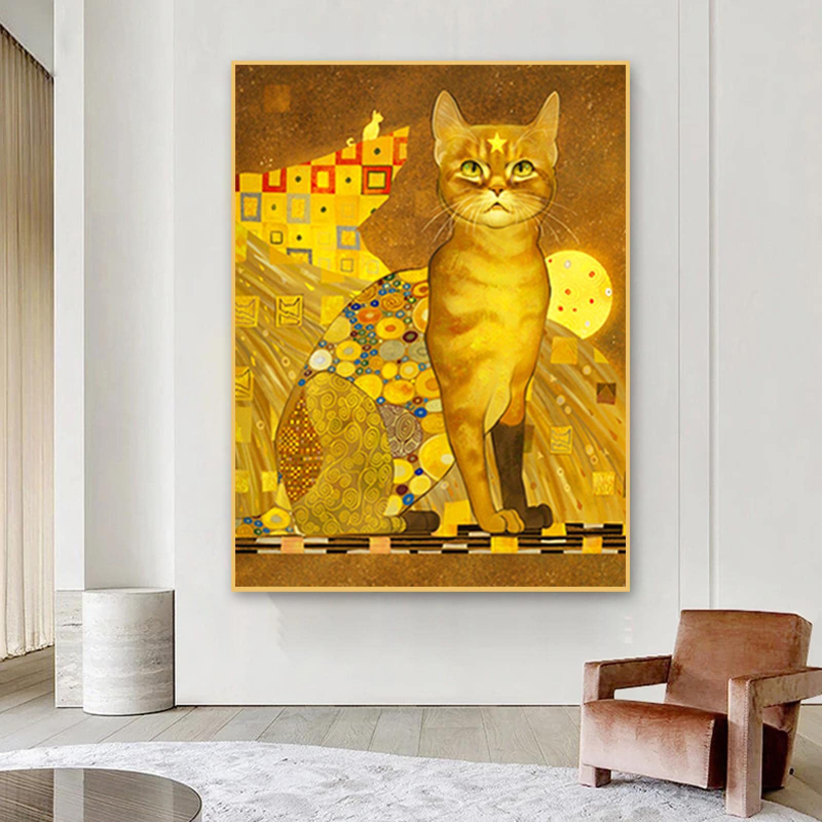 Gustav Klimt Gemälde Auf Leinwand – Goldenes Kunstwerk Mit Rahmen, 50x95 Cm, Wandbild Für Wohnzimmer & Deko