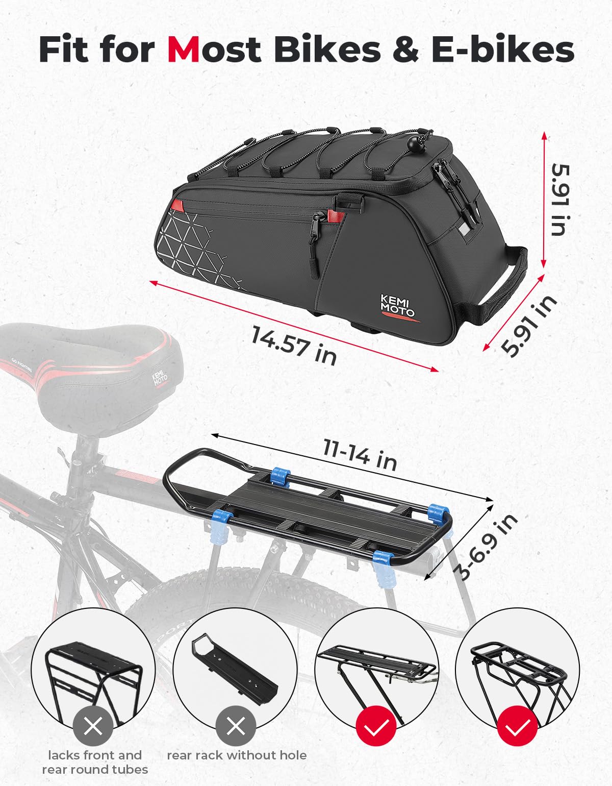 DCCN Multifunctional Glacière Porte-Bagages 8L Sacoche de vélo Sacoche