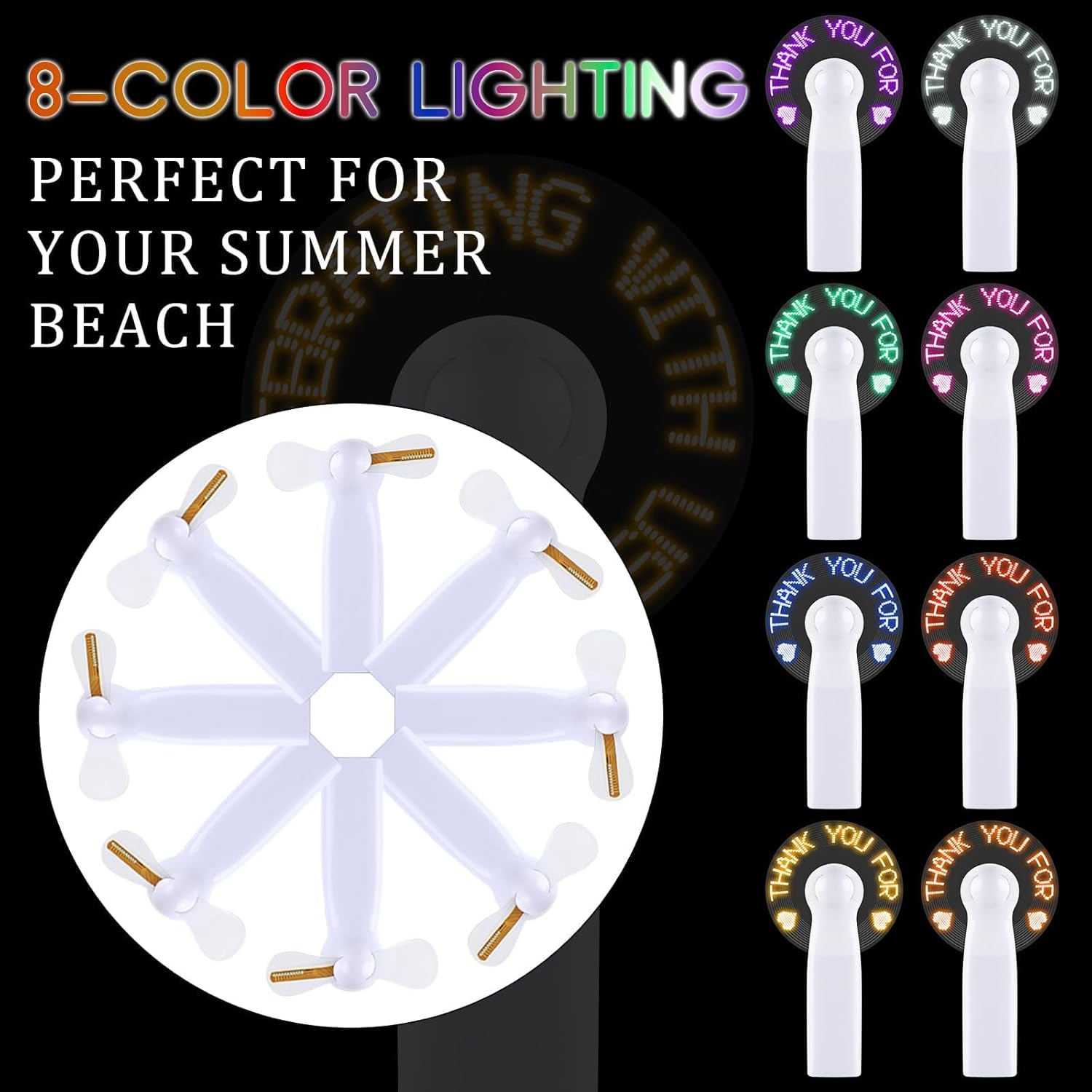 24 Pcs Mini Portable Handheld Fans Bulk For Guest LED Battery Powerful Fan Small Personal Fans Thank You For Celebrating With Us Gifts for Summer Beach Wedding Baby Shower Party Favors (24, White)