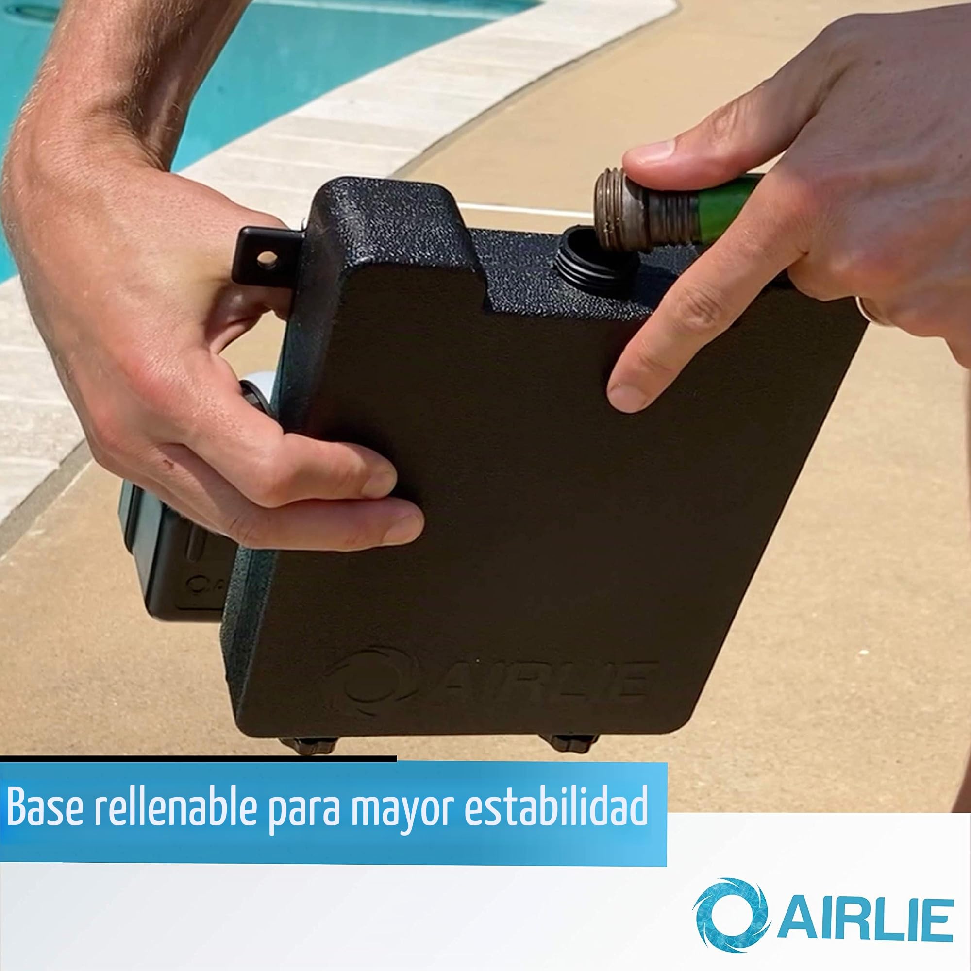Airlie Nivelador de agua para piscina, patentado, incluye manguera de acero inoxidable y conector de latón de 90°, ajusta automáticamente el nivel de agua de la piscina (negro)